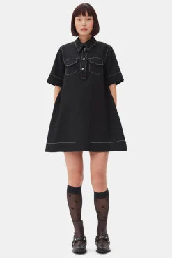 GANNI Kjoler<Crepe Mini-kjole Black