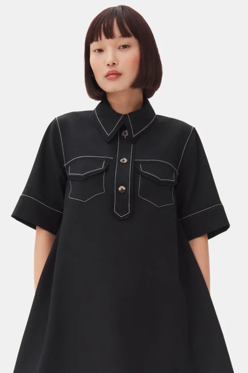 GANNI Kjoler<Crepe Mini-kjole Black