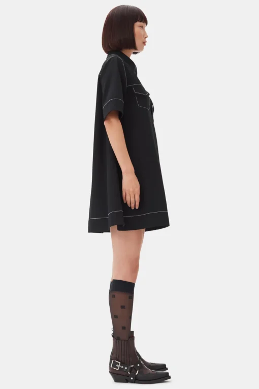 GANNI Kjoler<Crepe Mini-kjole Black