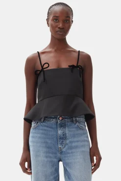 GANNI Trending Now | Topper<Duchesse Satin-topp Black