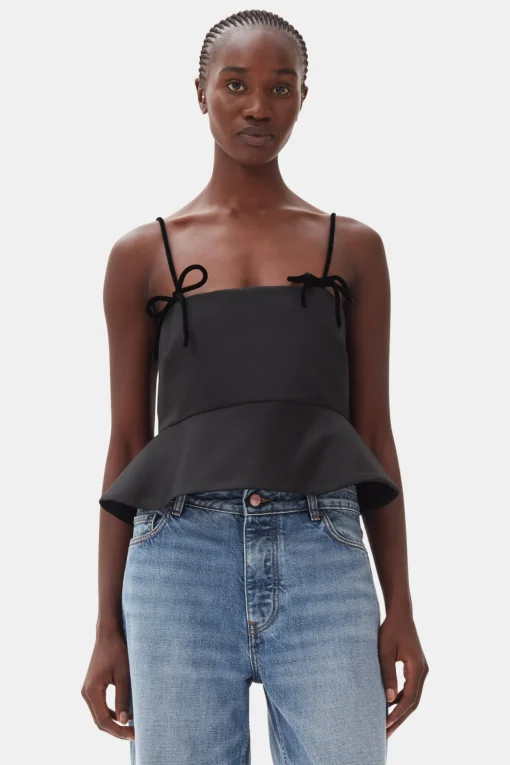 GANNI Trending Now | Topper<Duchesse Satin-topp Black