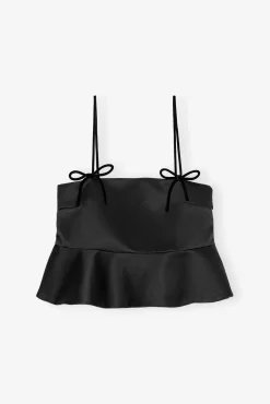 GANNI Trending Now | Topper<Duchesse Satin-topp Black