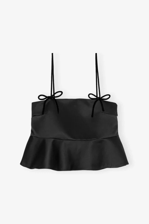 GANNI Trending Now | Topper<Duchesse Satin-topp Black