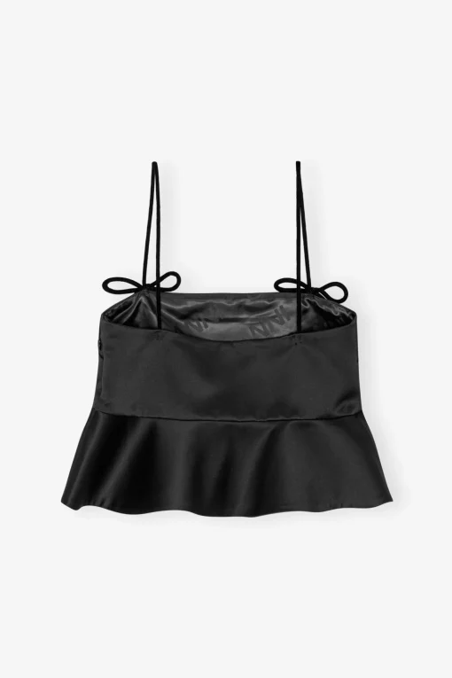 GANNI Trending Now | Topper<Duchesse Satin-topp Black