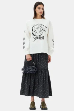 GANNI Sett | Skjørt<Black Floral Printed Maxi-skjørt Phantom
