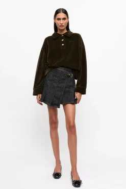 GANNI Sett | Festklær<Fluffy Denim Wrap Mini-skjørt Black