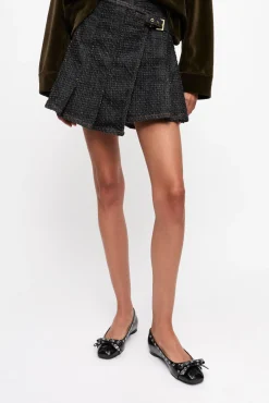 GANNI Sett | Festklær<Fluffy Denim Wrap Mini-skjørt Black