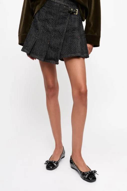 GANNI Sett | Festklær<Fluffy Denim Wrap Mini-skjørt Black