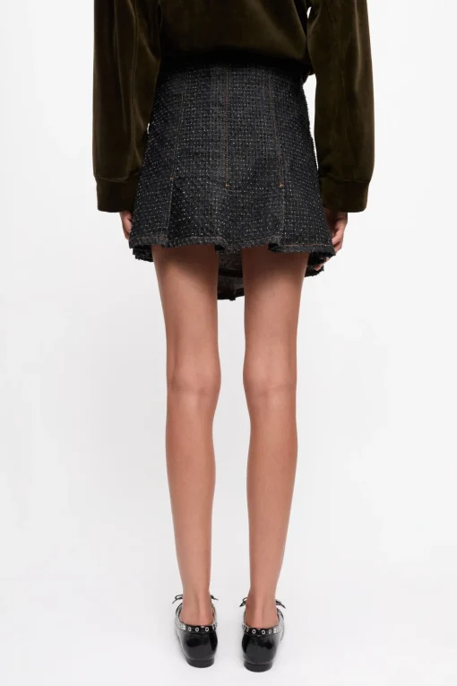 GANNI Sett | Festklær<Fluffy Denim Wrap Mini-skjørt Black