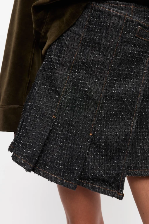 GANNI Sett | Festklær<Fluffy Denim Wrap Mini-skjørt Black