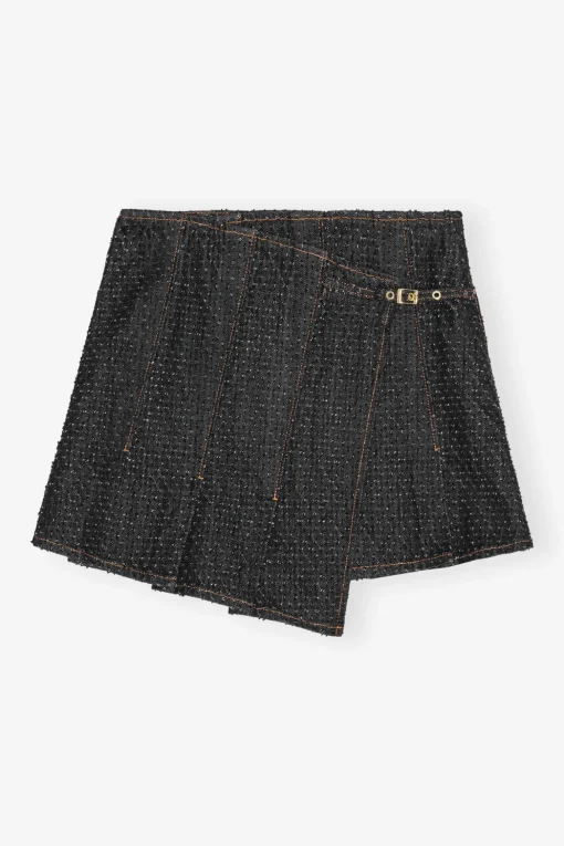 GANNI Sett | Festklær<Fluffy Denim Wrap Mini-skjørt Black