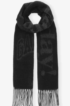 GANNI Skjerf | Små Gaver<Black Fringed Wool Scarf Phantom
