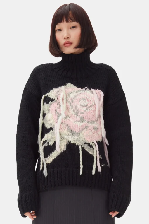 GANNI Strikkeplagg<Handknit Turtleneck-genser Black