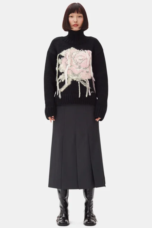 GANNI Strikkeplagg<Handknit Turtleneck-genser Black