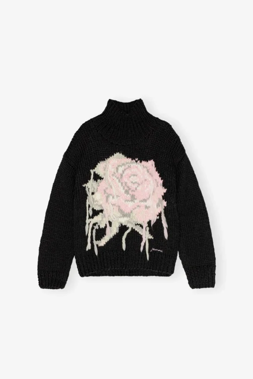 GANNI Strikkeplagg<Handknit Turtleneck-genser Black