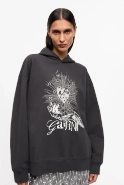 GANNI Ganni Exclusives<Black Isoli Heart Oversized-hettegenser Phantom