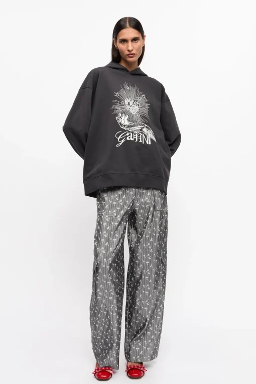 GANNI Ganni Exclusives<Black Isoli Heart Oversized-hettegenser Phantom