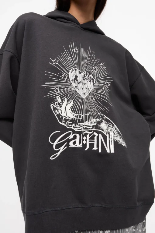GANNI Ganni Exclusives<Black Isoli Heart Oversized-hettegenser Phantom