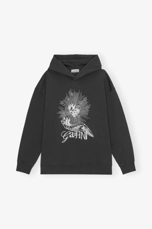 GANNI Ganni Exclusives<Black Isoli Heart Oversized-hettegenser Phantom