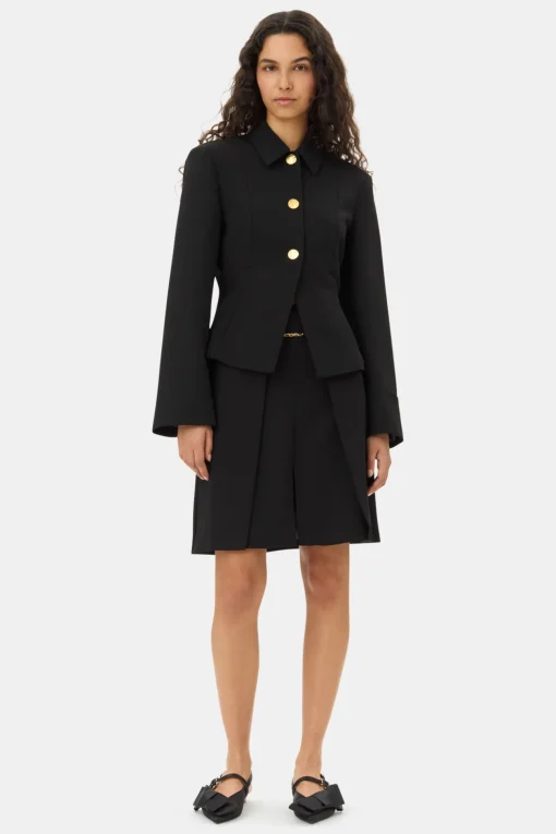 GANNI Dresstoff | Sett<Light Twill Suiting-blazer Black