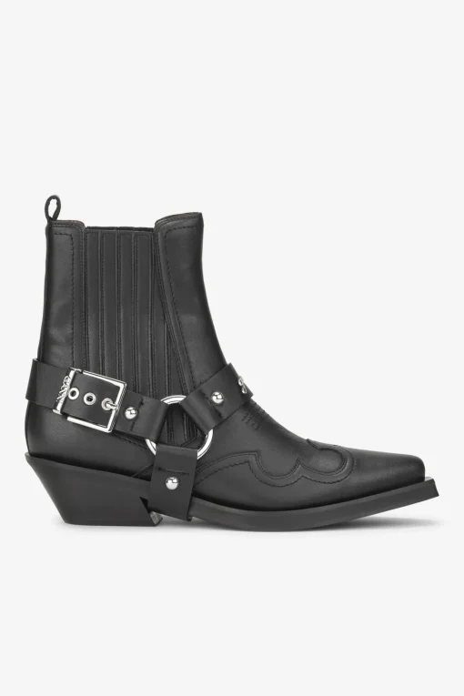 GANNI Sko | Western- & Cowboy Boots<Low Cut Western Chelsea-boots Black