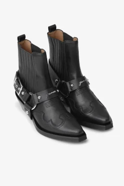 GANNI Sko | Western- & Cowboy Boots<Low Cut Western Chelsea-boots Black