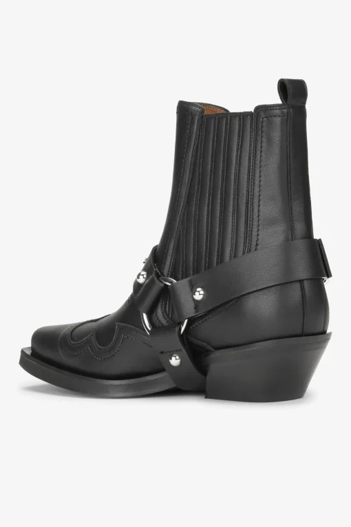 GANNI Sko | Western- & Cowboy Boots<Low Cut Western Chelsea-boots Black
