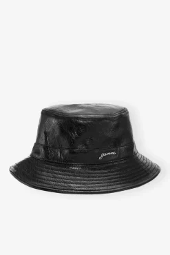 GANNI Hatter<Naplack-bøttehatt Black