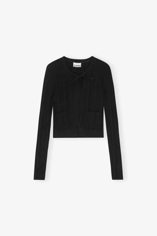 GANNI Strikkeplagg<Open-front-cardigan Black
