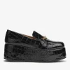 GANNI Sko | Loafers<Patent Croco Butterfly Chain Platform-loafers Black