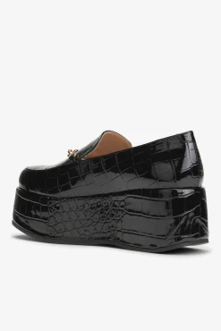 GANNI Sko | Loafers<Patent Croco Butterfly Chain Platform-loafers Black