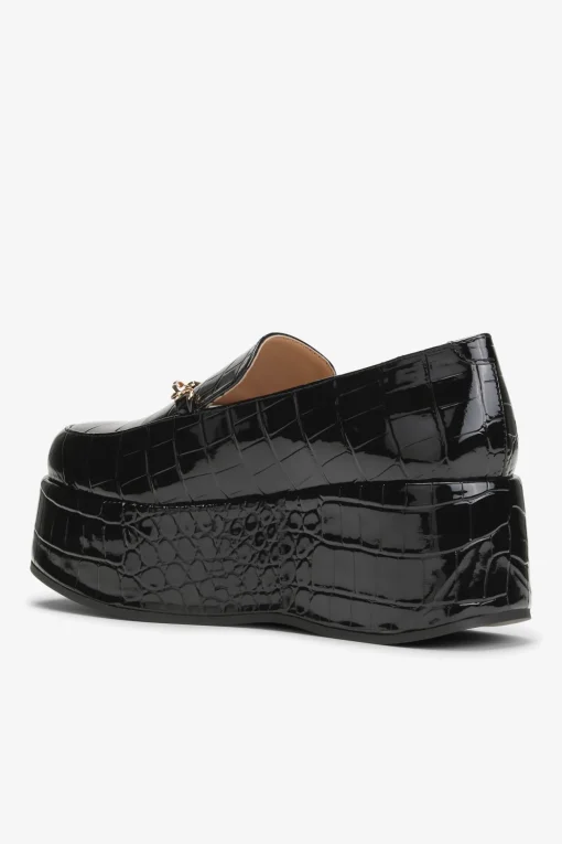 GANNI Sko | Loafers<Patent Croco Butterfly Chain Platform-loafers Black
