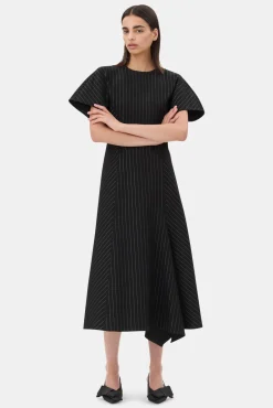 GANNI Kjoler<Pinstripe Long-kjole Black
