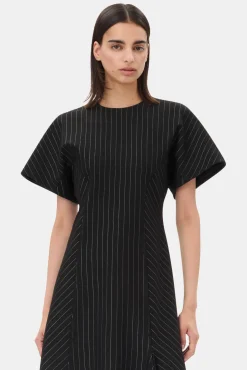 GANNI Kjoler<Pinstripe Long-kjole Black