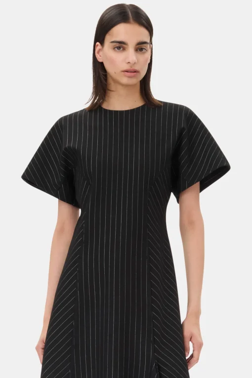 GANNI Kjoler<Pinstripe Long-kjole Black