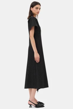 GANNI Kjoler<Pinstripe Long-kjole Black