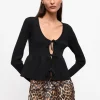 GANNI Ganni Exclusives | Strikkeplagg<Rib Knit Tie String-cardigan Black
