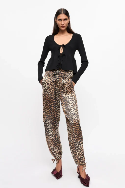 GANNI Ganni Exclusives | Strikkeplagg<Rib Knit Tie String-cardigan Black