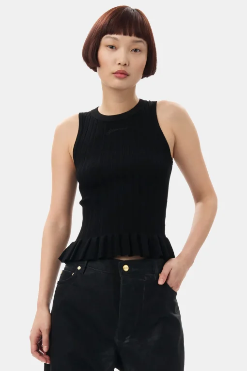 GANNI Strikkeplagg<Rib Tank-topp Black