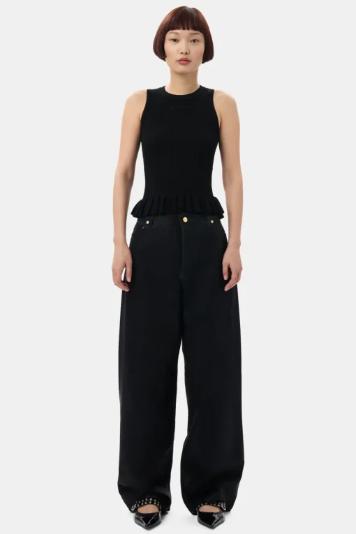 GANNI Strikkeplagg<Rib Tank-topp Black