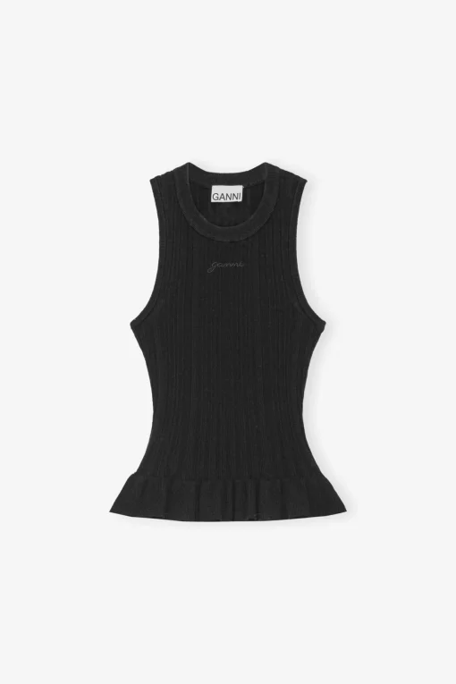GANNI Strikkeplagg<Rib Tank-topp Black