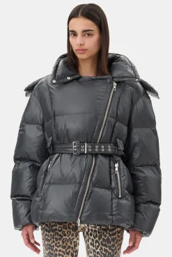 GANNI Kåper & Jakker | Dunjakker<Black Shiny Nylon Puffer-jakke BlackSand