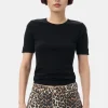 GANNI Plus Size Klær | Ganni Exclusives<Soft Cotton Rib Short Sleeve-T-skjorte Black