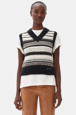 GANNI Plus Size Klær | Strikkeplagg<Stripe-vest Black