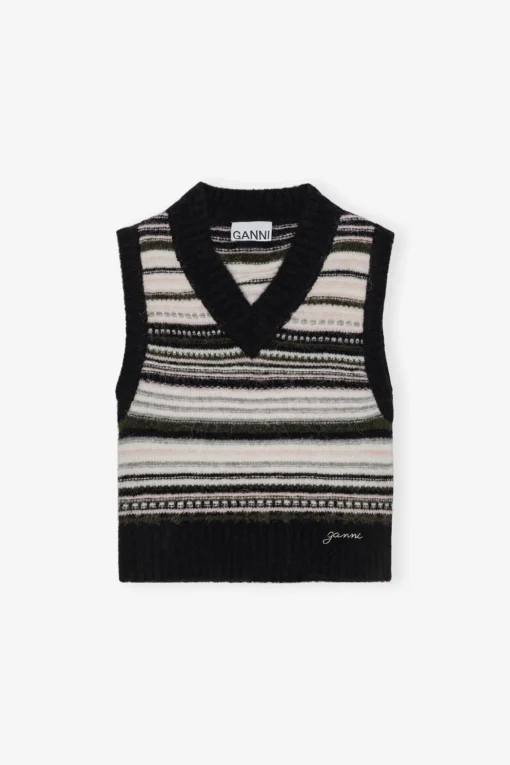 GANNI Plus Size Klær | Strikkeplagg<Stripe-vest Black