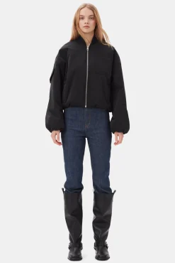 GANNI Kåper & Jakker<Twill Oversized Short-bomberjakke Black