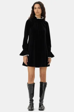 GANNI Festklær | Kjoler<Velvet Jersey A-line Mini-kjole Black