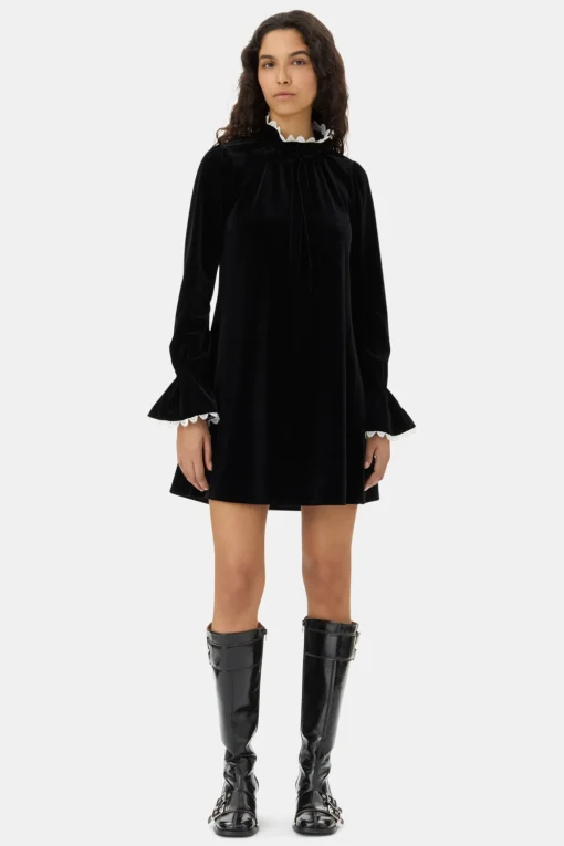 GANNI Festklær | Kjoler<Velvet Jersey A-line Mini-kjole Black