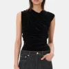 GANNI Topper<Velvet Ruched-topp Black