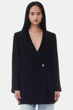 GANNI Dresstoff | Sett<Viscose Boxy-blazer Black